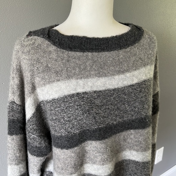Magaschoni Wool Blend Striped Sweater Gray - Picture 2 of 10